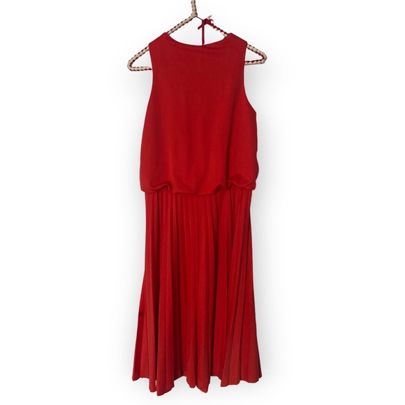 Vintage Red Pleated Dress - Picture 2 of 6
